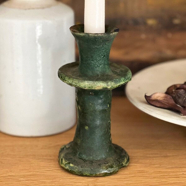 Green Pottery Candle Stick